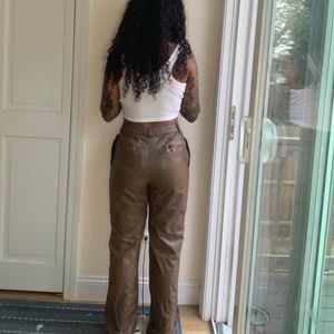 Brown vegan leather pants